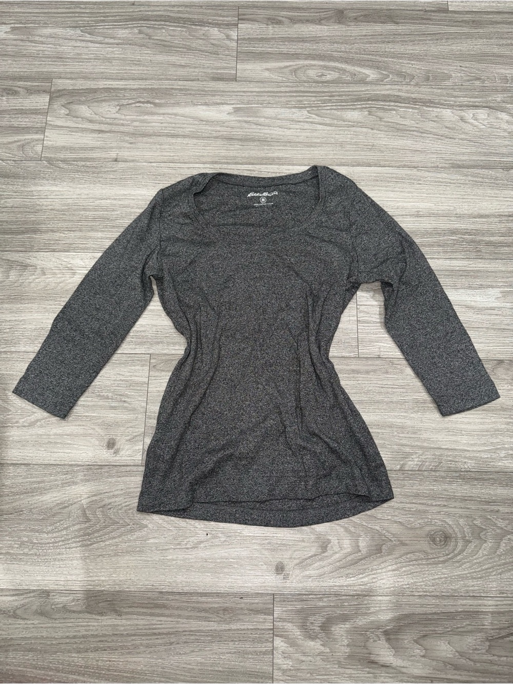 Eddie Bauer Dark Heather Gray Scoop Neck Long Sleeve Top